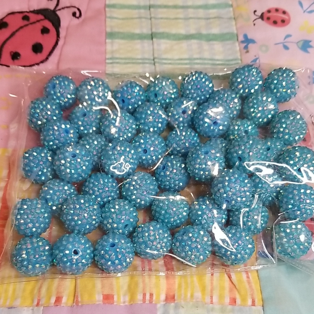 22mm Turquoise AB Opalescent Rhinestone Beads 50 Pieces Chunky Bubblegum Beads